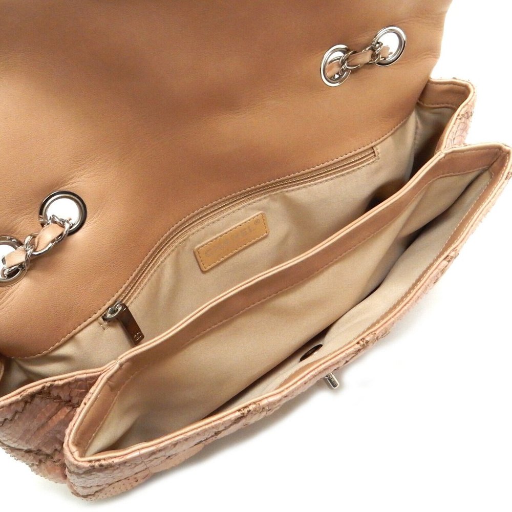 Chanel Stitched Beige Python Flap Bag - Picture 3 of 11